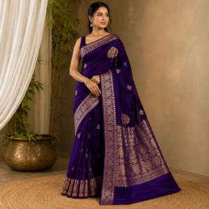 Purple Mashru Banarasi Saree