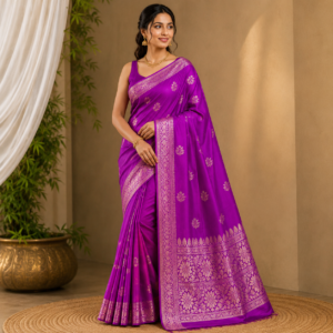Purple Katan Saree