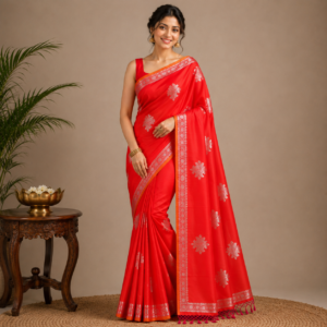 Orange Small Border Katan Pattu