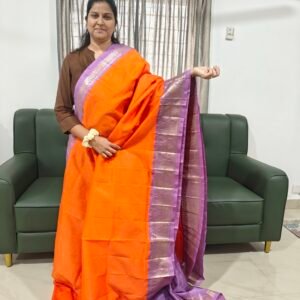 Orange Lavender Mangalgiri Pattu