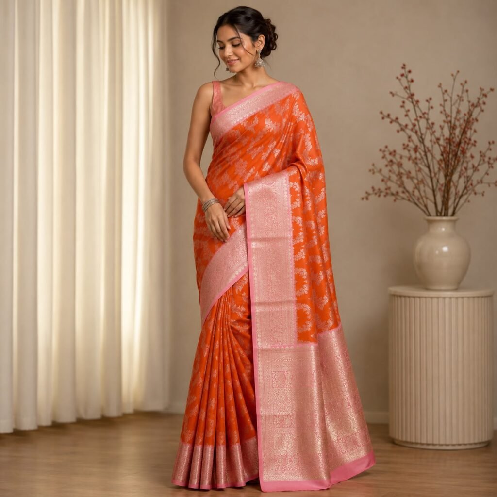 Orange Blossom Pattu Saree