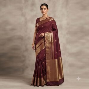 Vintage Merlot Pattu Saree