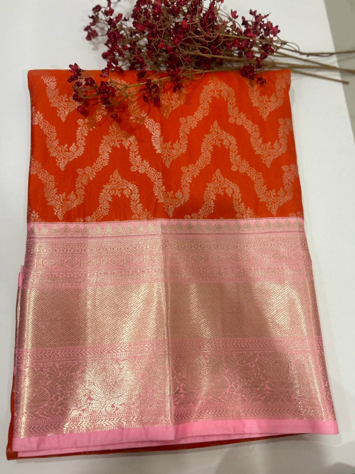 Orange Blossom Pattu Saree - Image 2
