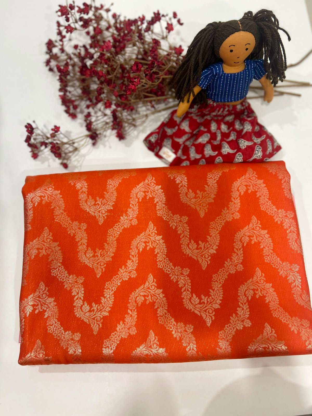 Orange Blossom Pattu Saree - Image 3