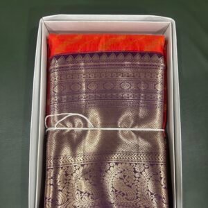 Orange and Purple Pattu Saree