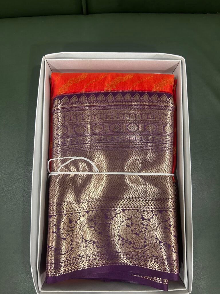Orange and Purple Pattu Saree