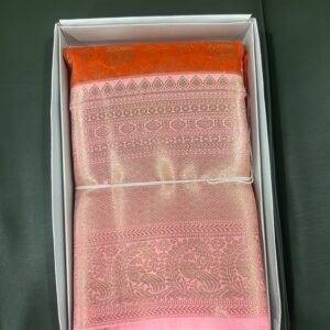 Orange and Pink Pattu Saree