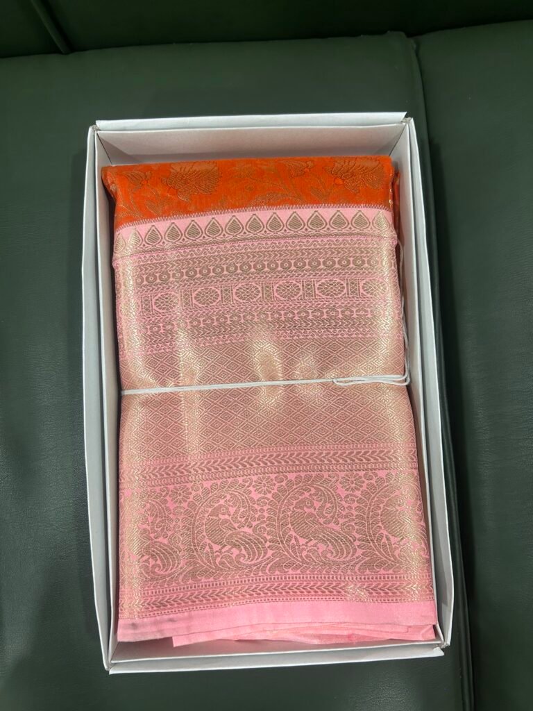 Orange and Pink Pattu Saree