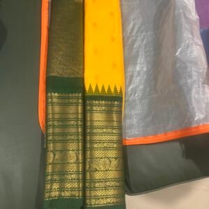 Yellow and Green Gadwal Pattu