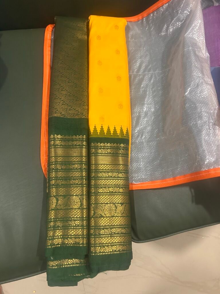 Yellow and Green Gadwal Pattu