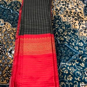 Black and Red Gadwal Cotton