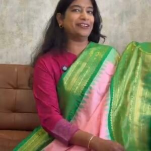 Pink and Green Gadwal Pattu