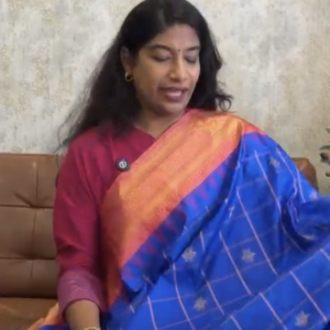 Blue and Peach Gadwal Pattu Saree