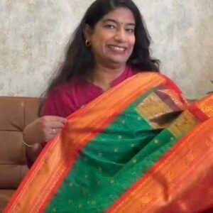 Vintage Green and Red Gadwal Pattu