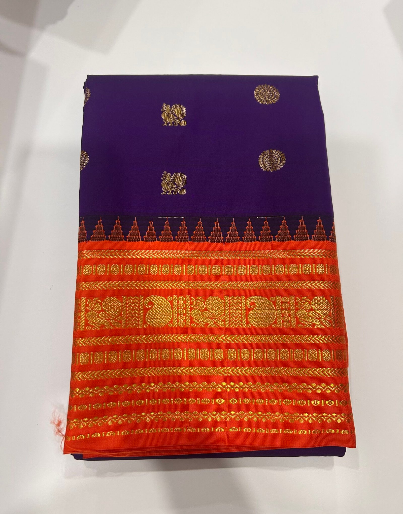 Purple With Orange Semi Kanjeevaram