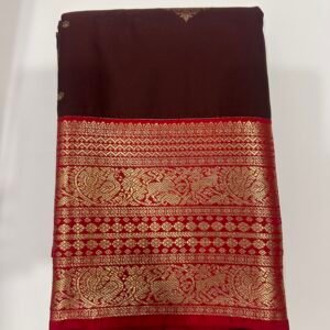 Brown and Red Semi Kanjeevaram