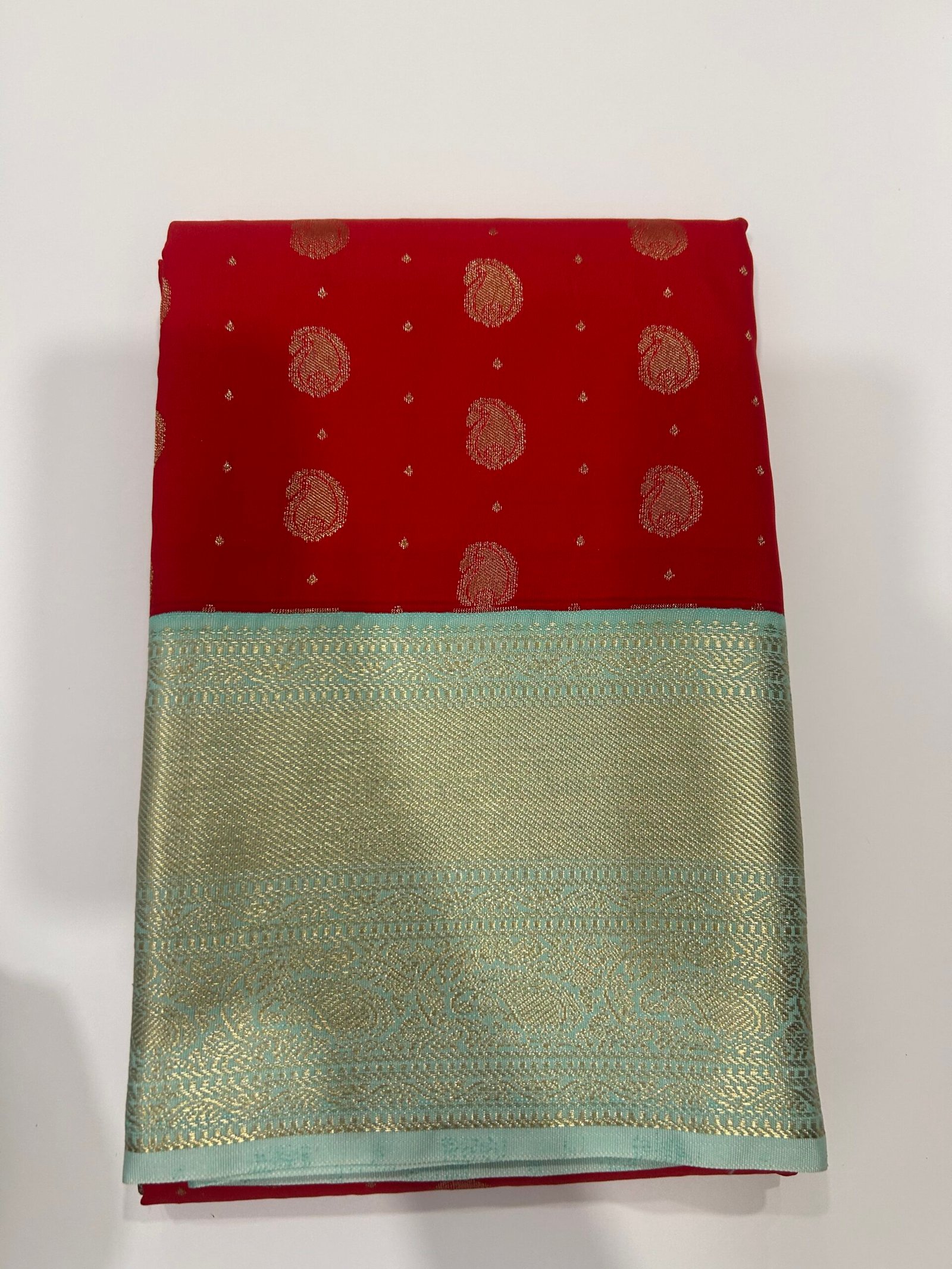 Red and Blue Semi Kanjeevaram