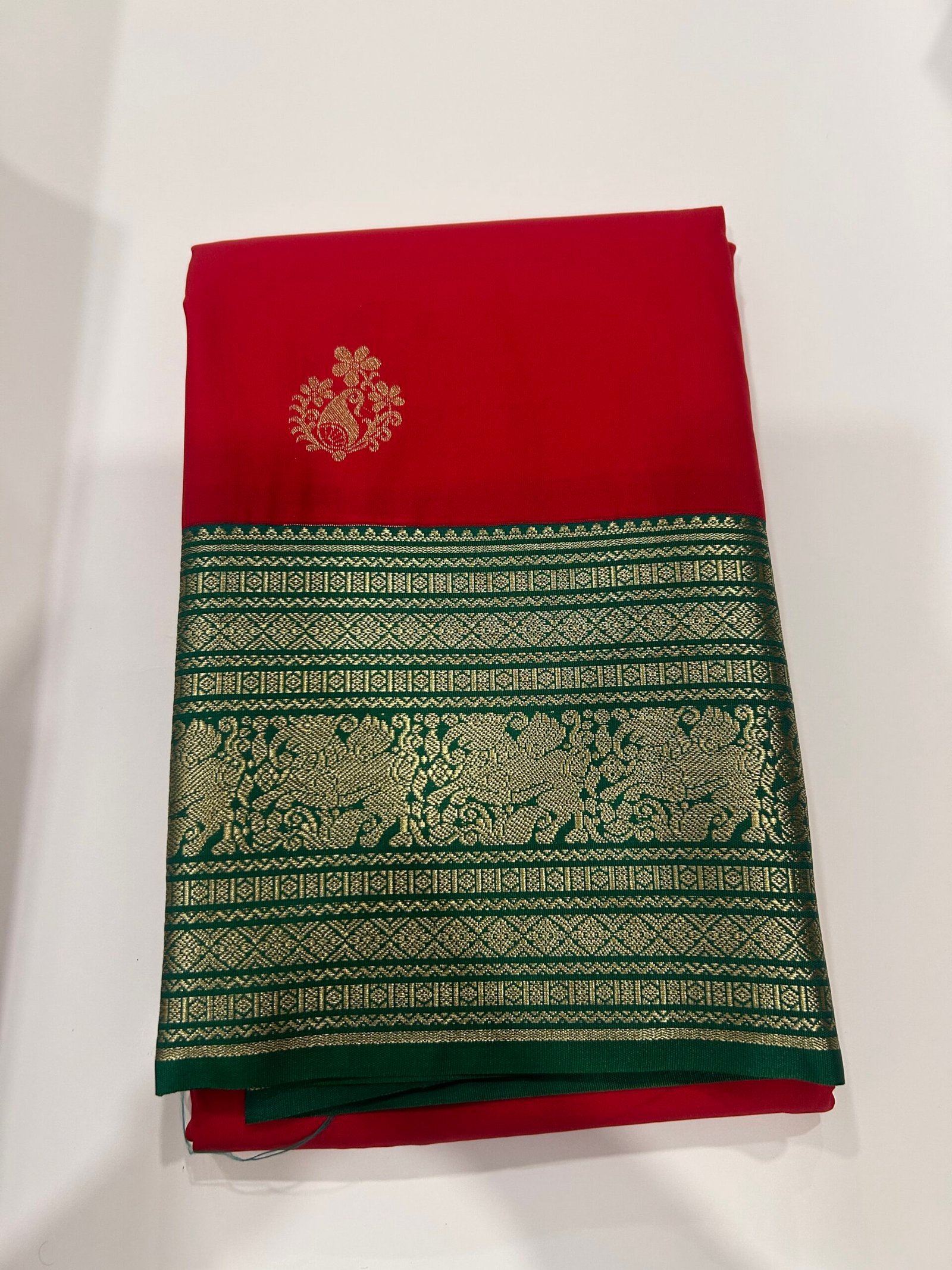 Red and Green Semi Kanjeevaram
