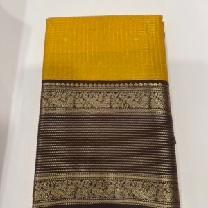Yellow and Brown Semi Kanjeevaram