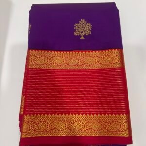 Purple Gap Border Semi Kanjeevaram