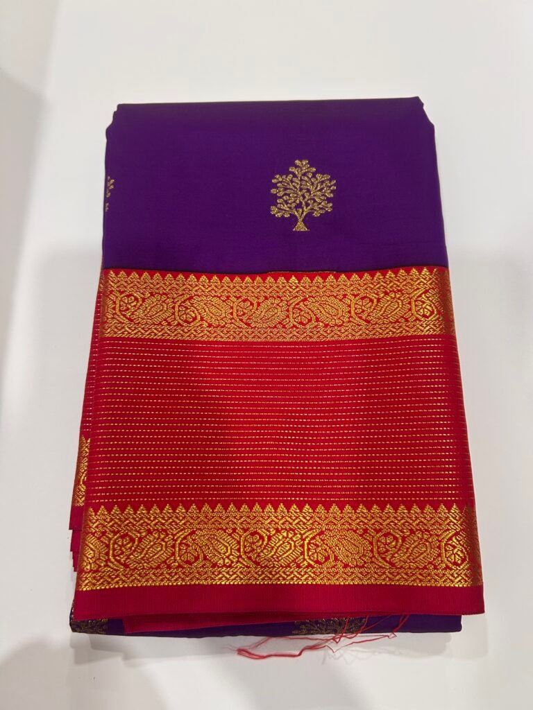 Purple Gap Border Semi Kanjeevaram