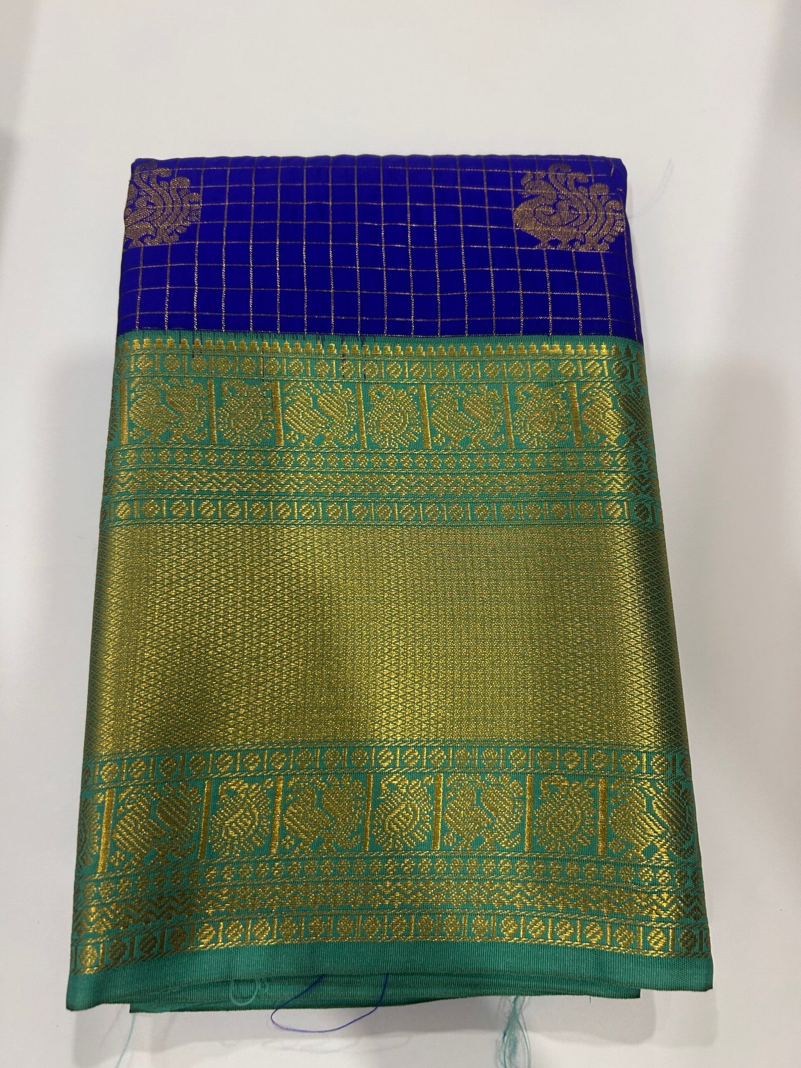 Blue and Green Semi Kanjeevaram
