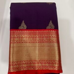 Purple and Red Semi Kanjeevaram