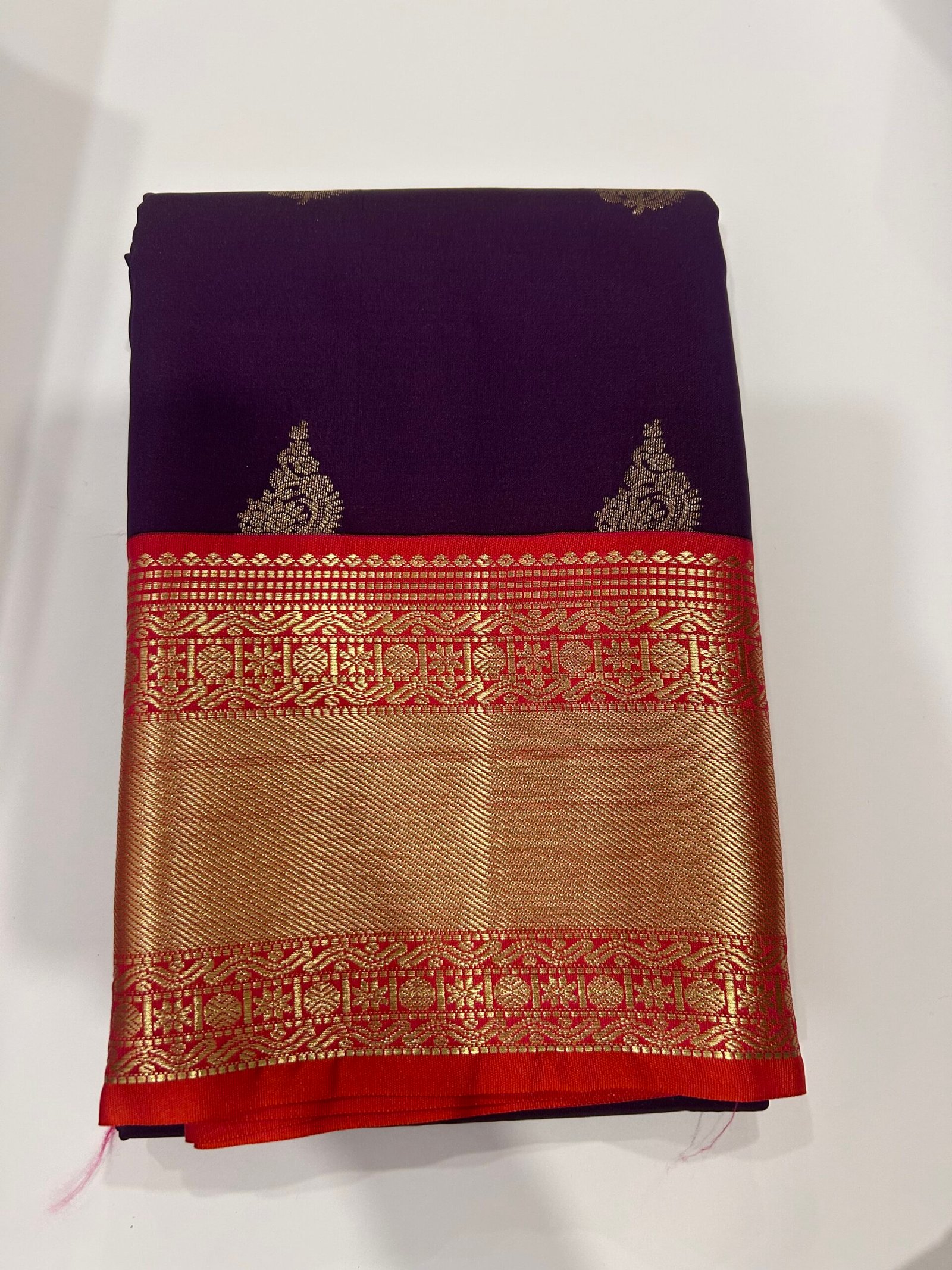 Purple and Red Semi Kanjeevaram