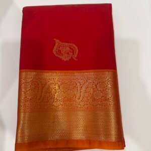 Red and Orange Semi Kanjeevaram