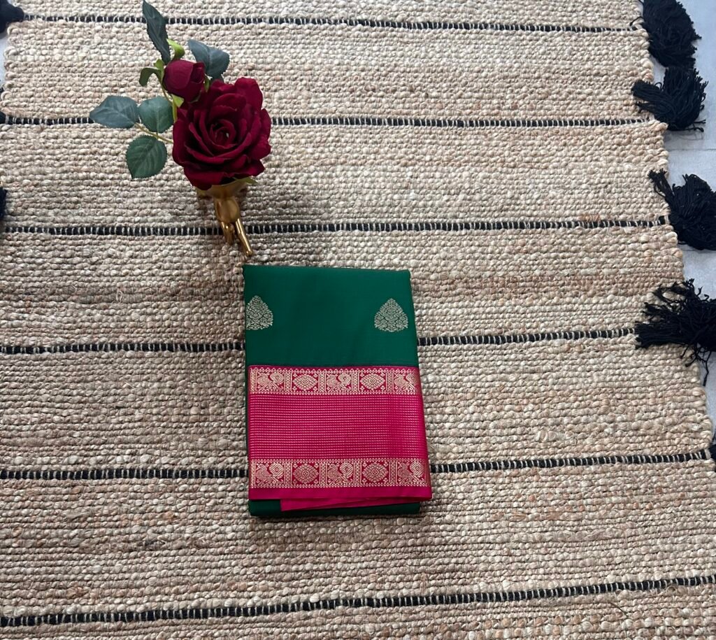 Green Gap Border Semi Kanjeevaram