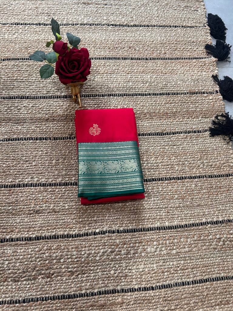 Red and Green Semi Kanjeevaram