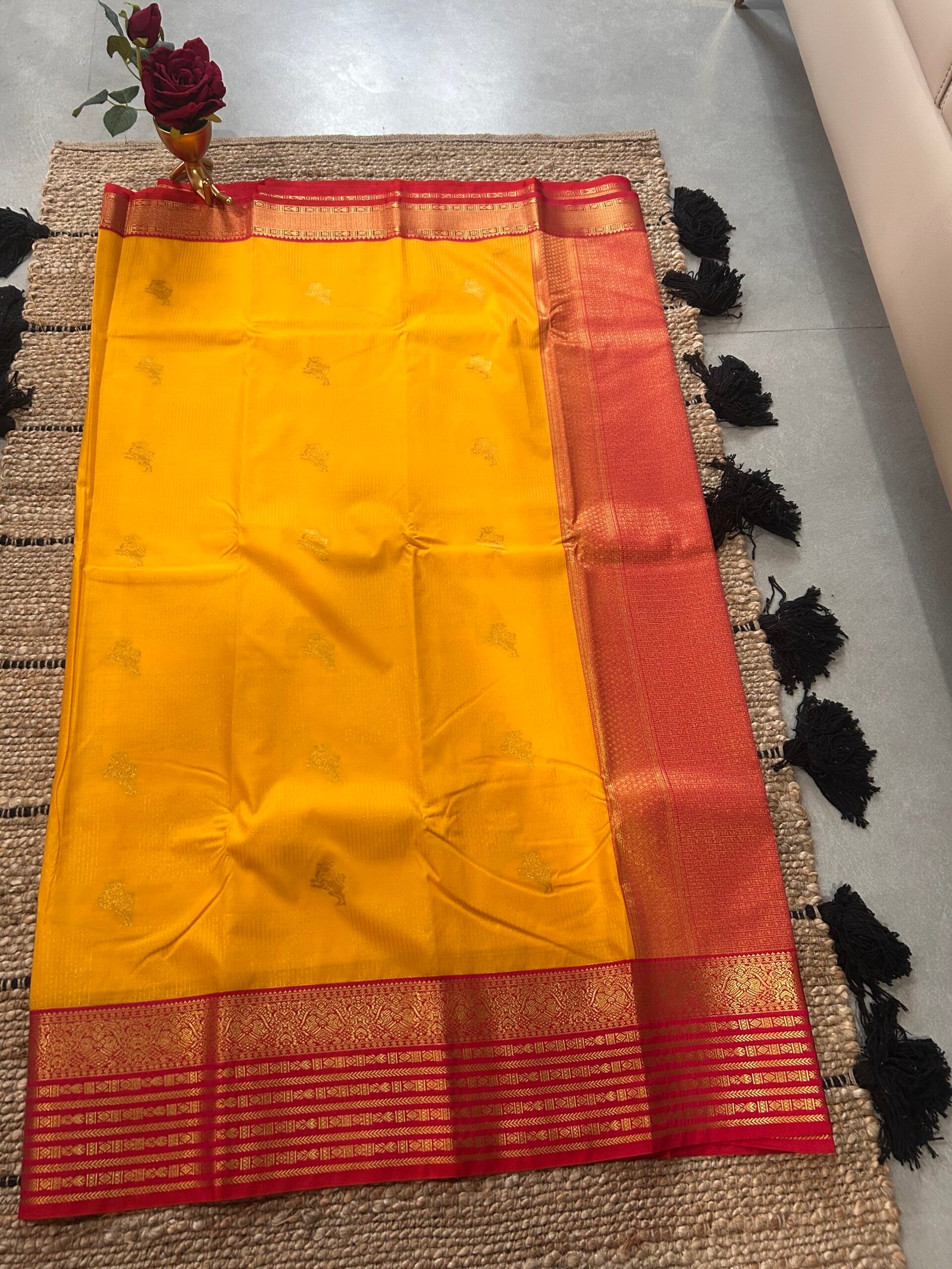 Yellow Semi Kanjeevaram - Image 3