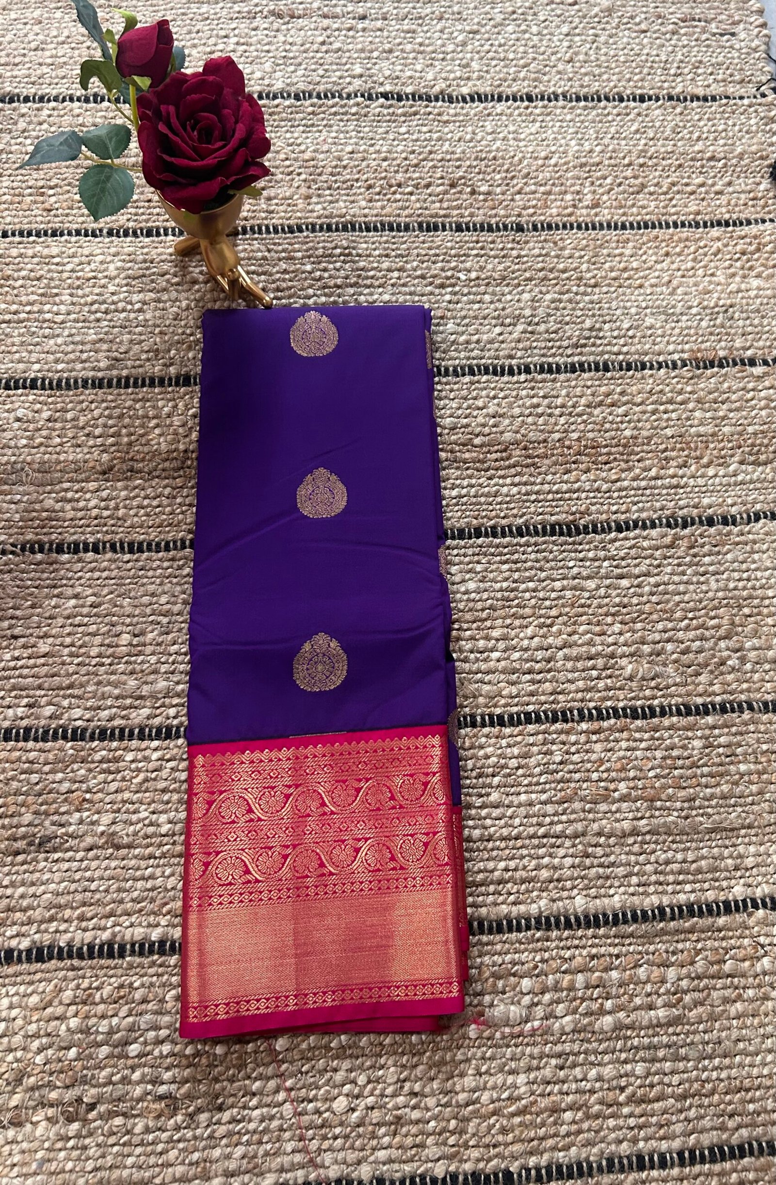 Purple and Pink Semi Kanjeevaram - Image 3