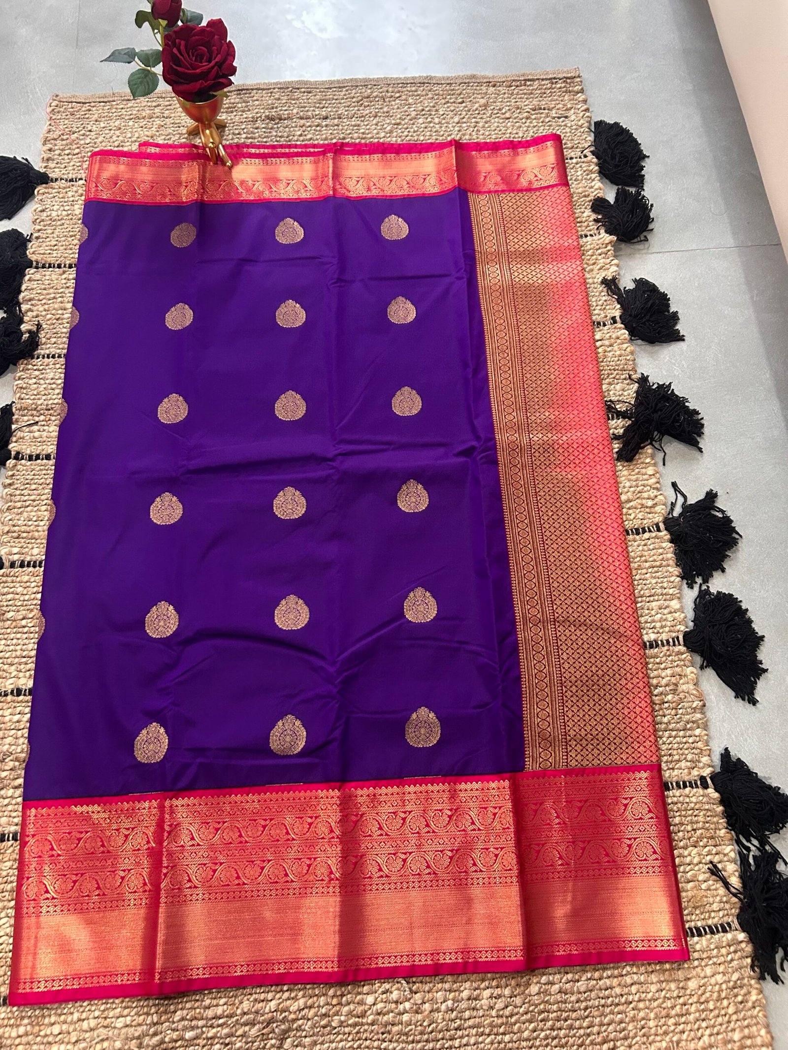 Purple and Pink Semi Kanjeevaram - Image 4