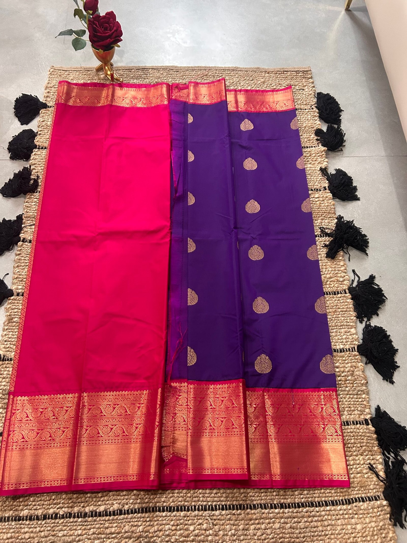 Purple and Pink Semi Kanjeevaram - Image 6