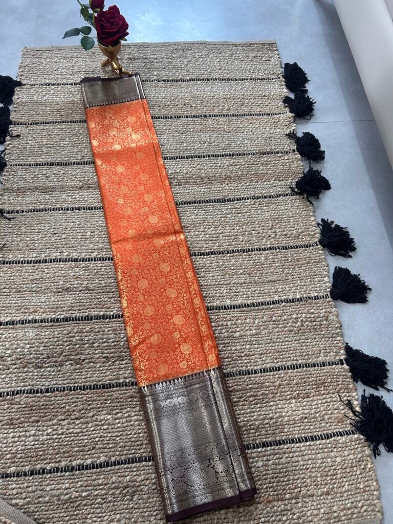 Orange and Brown Pattu Saree