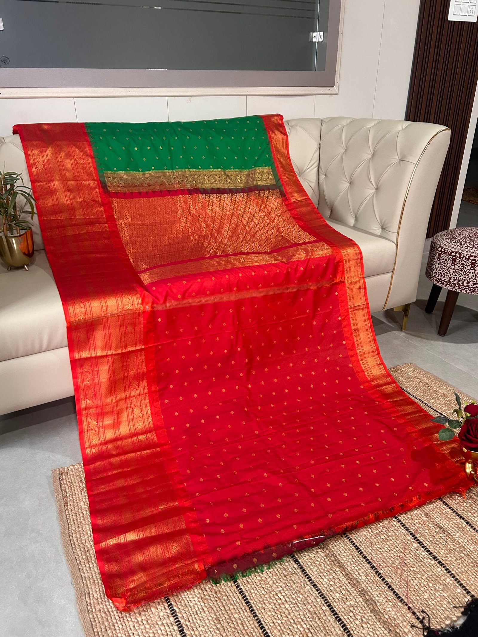 Vintage Green Gadwal Pattu - Image 3