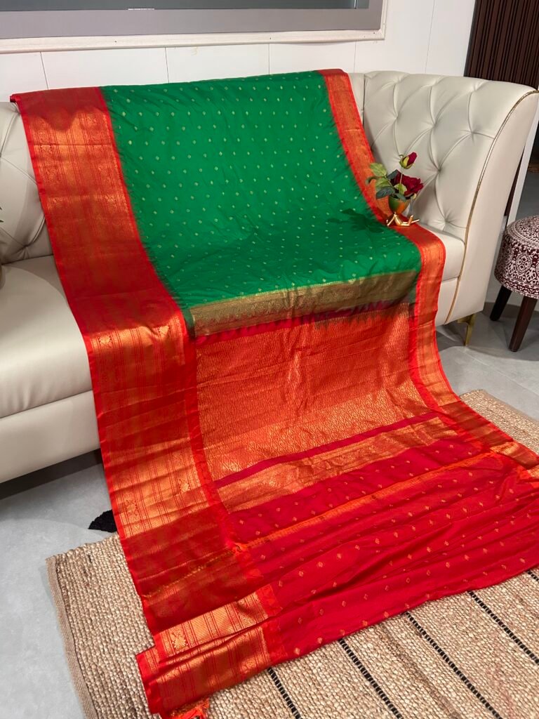Vintage Green Gadwal Pattu