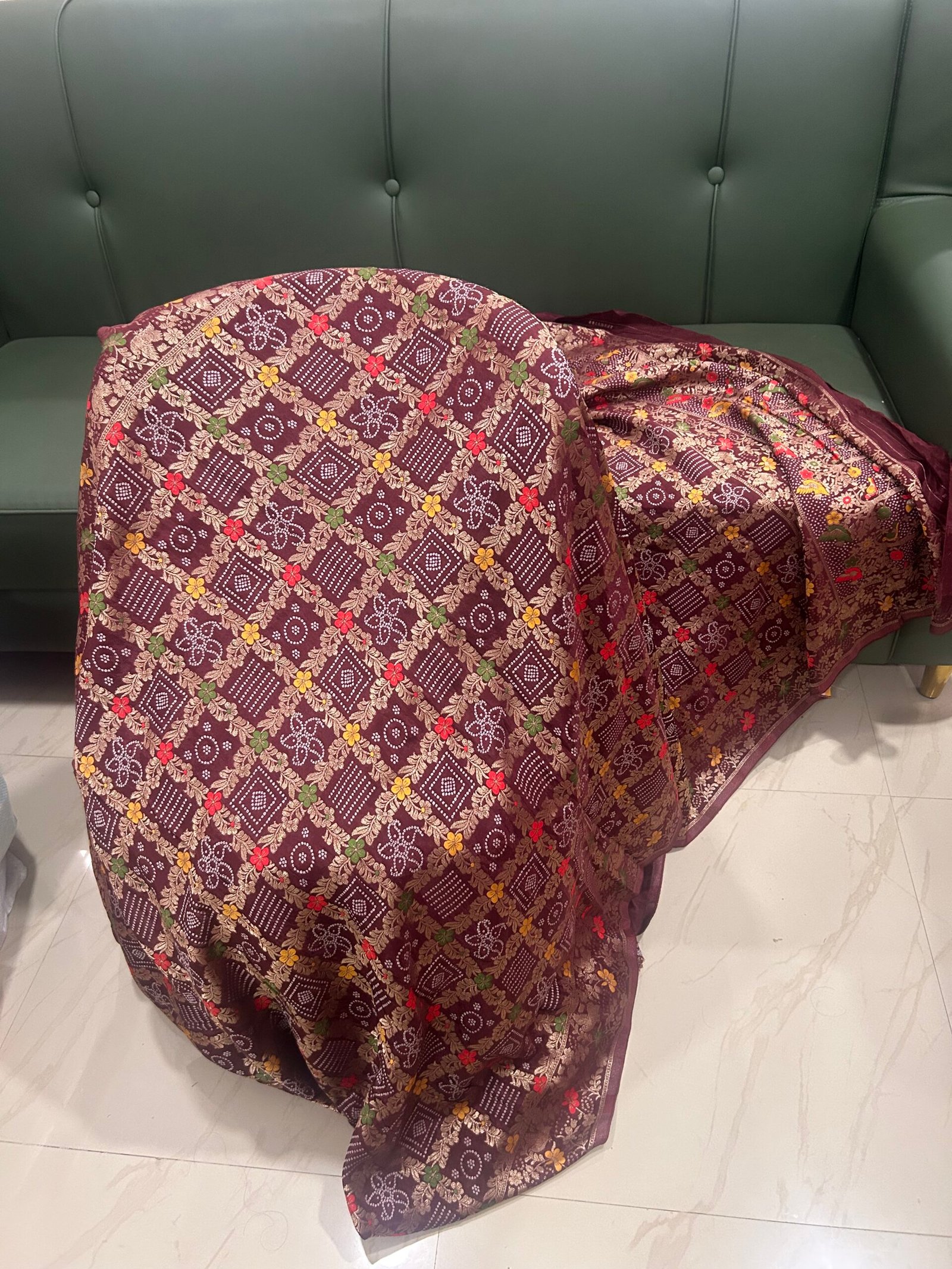 Brown Meenakari Banaras Saree