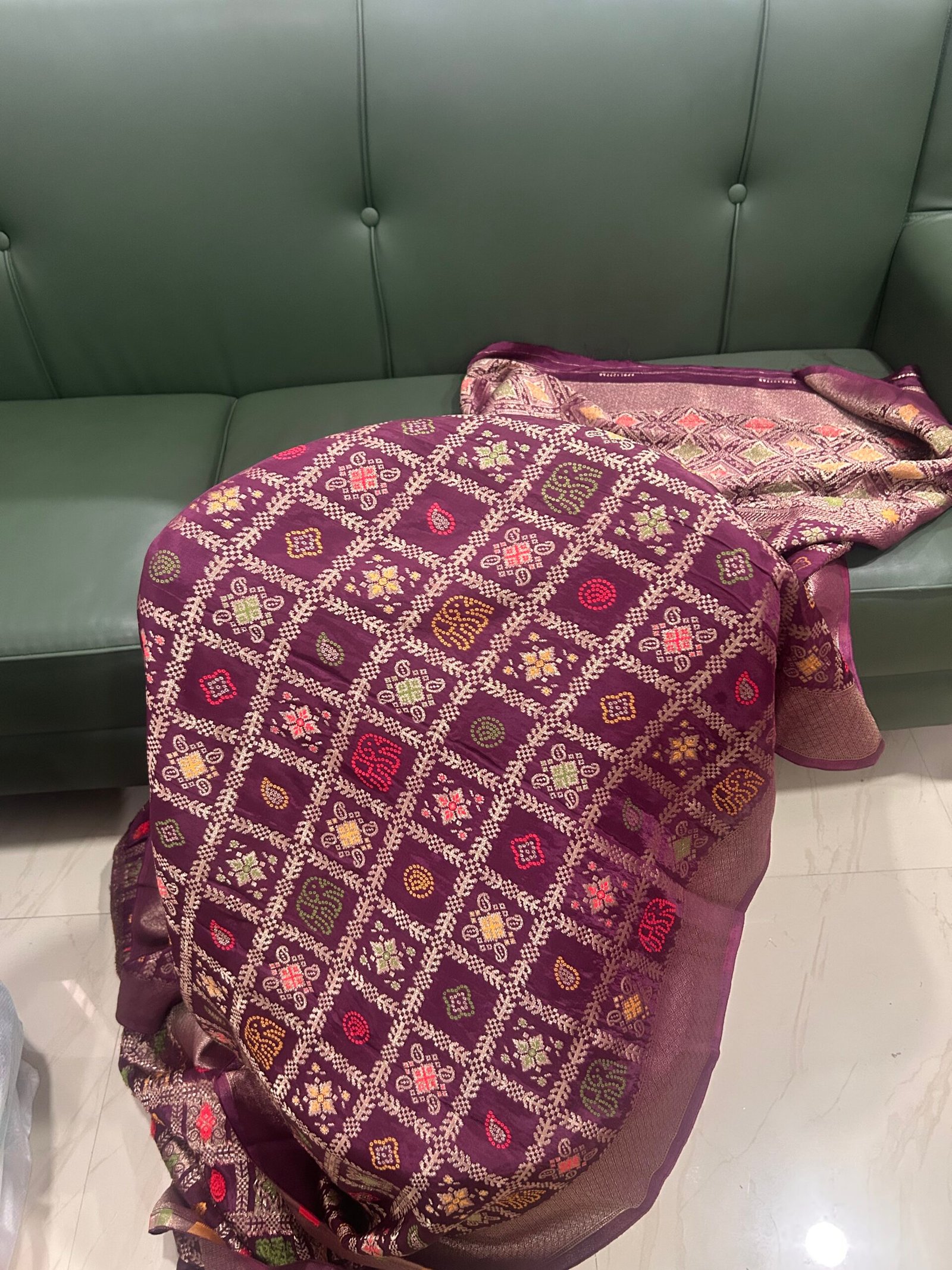 Wine Meenakari Banaras Saree