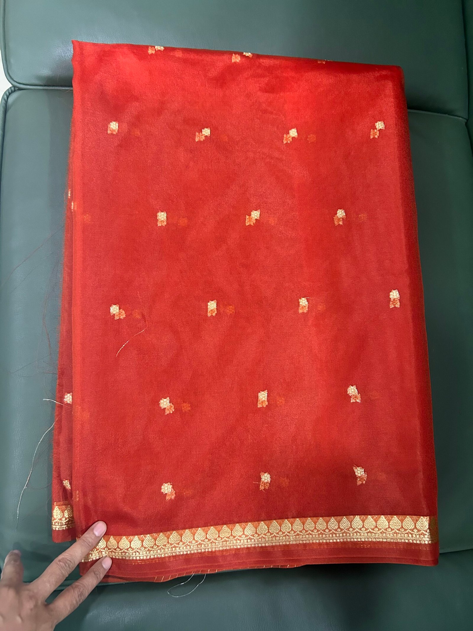 Semi Kora Saree - Brick color