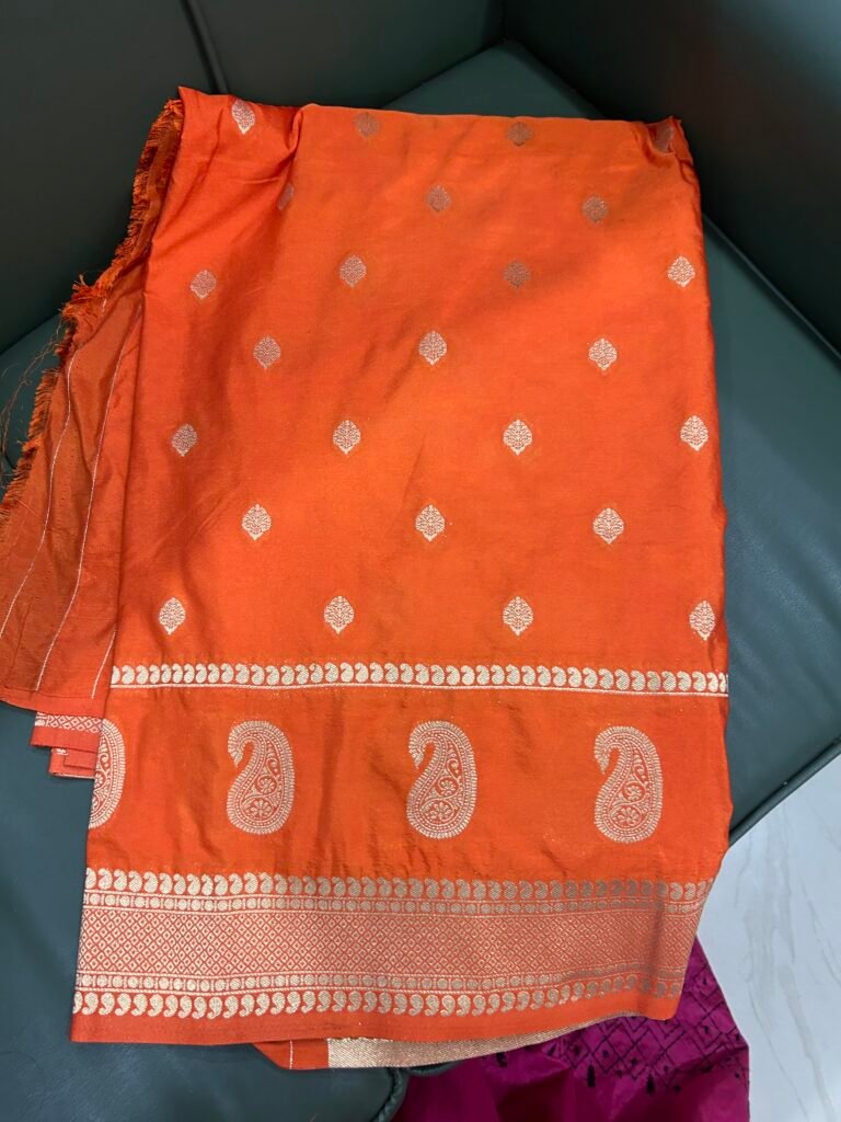 Budget Orange Gap Border Banaras Saree
