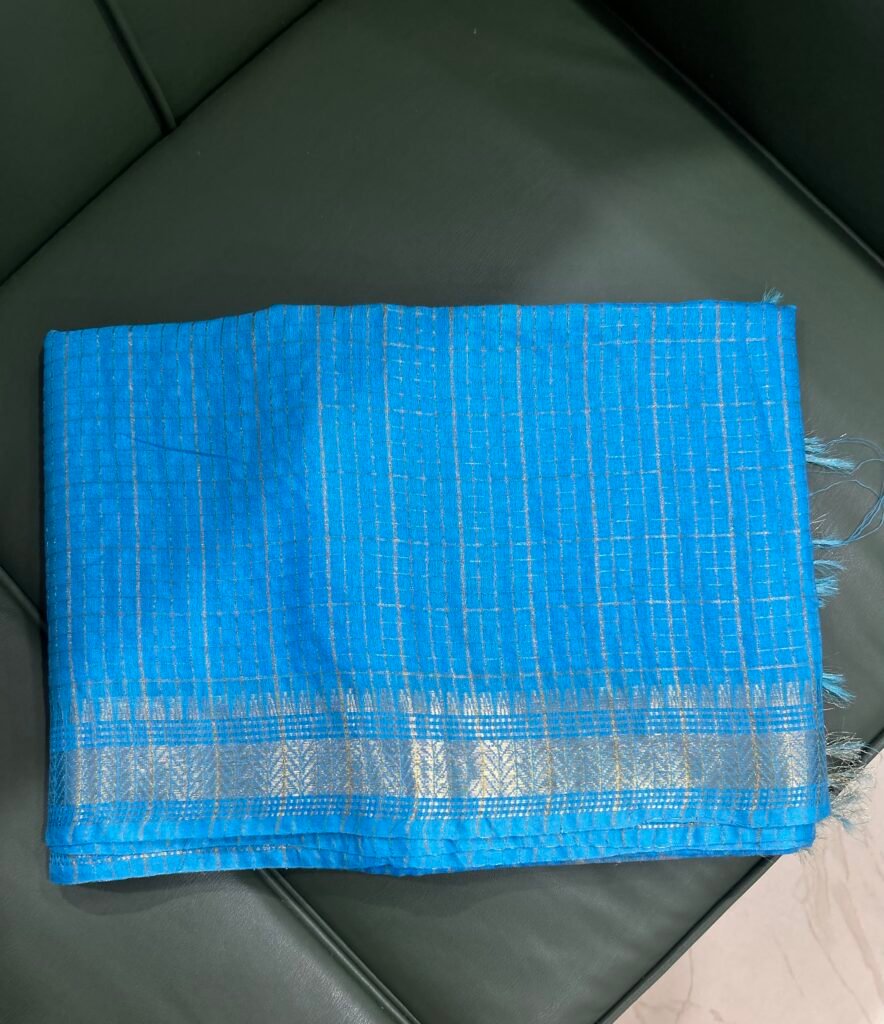 Blue checks Ghicha Silk