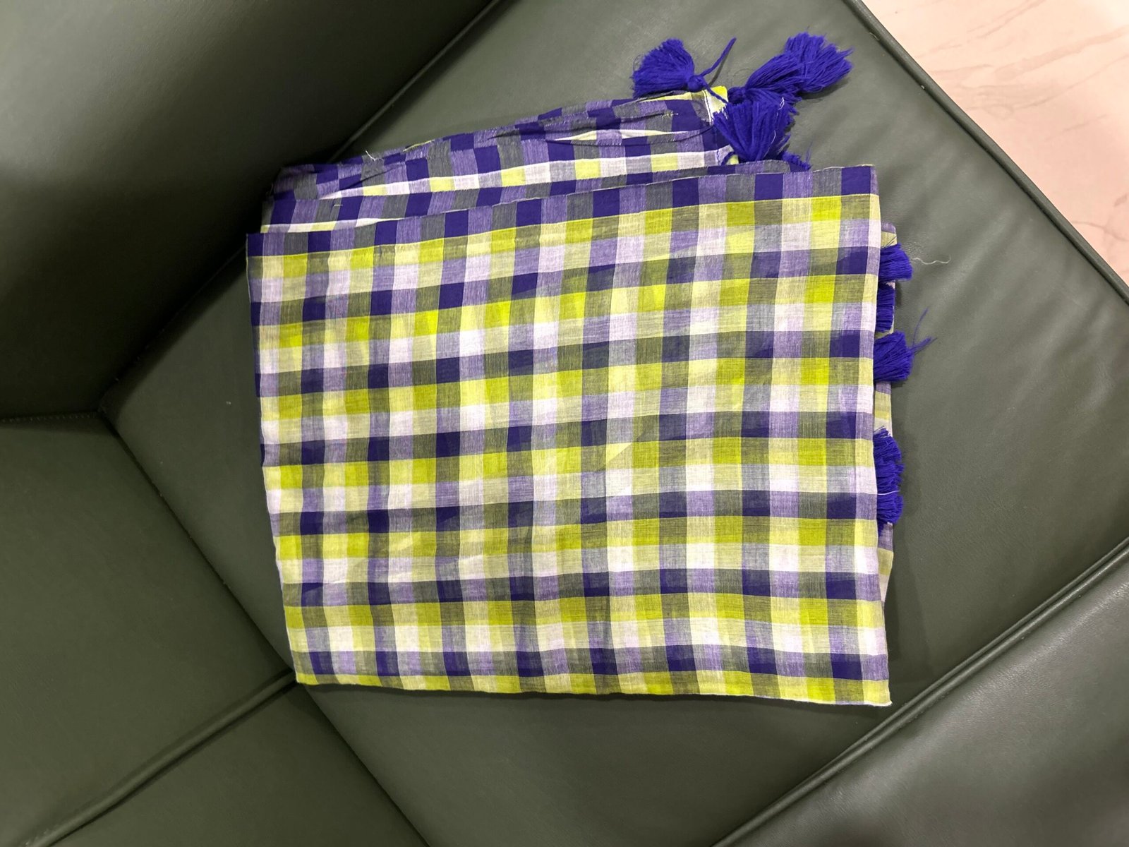 Blue and Green Mul Cotton Checks