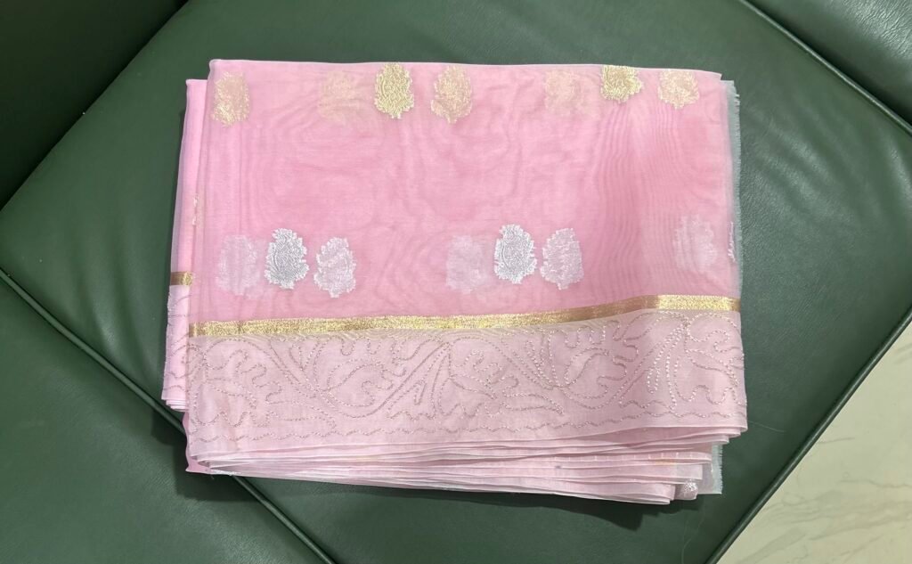 Baby Pink Kora with Handwork
