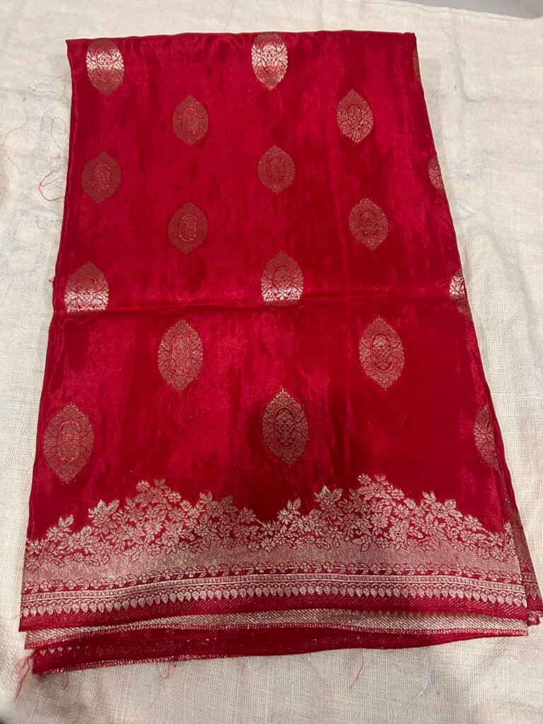 Red Pure Crepe Mashru Saree