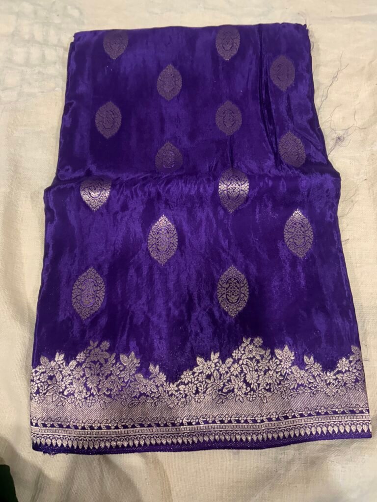 Purple Pure Crepe Mashru Saree