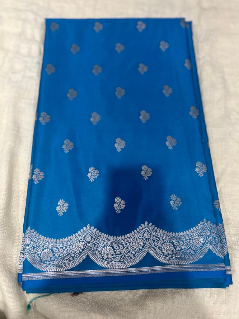 Blue Necklace Border Mashru Saree