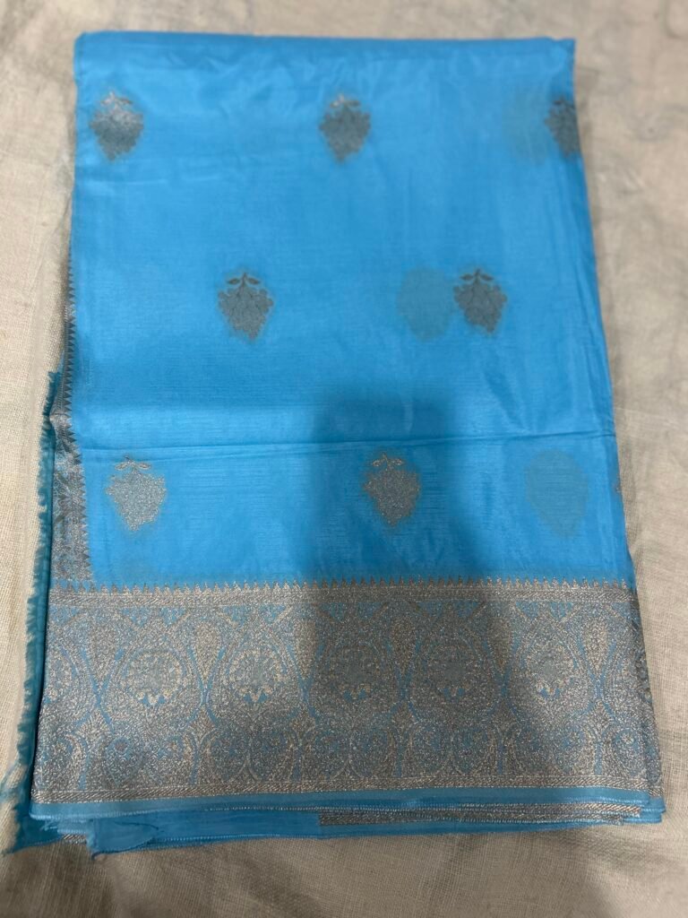 Skyblue Pure Crepe Saree