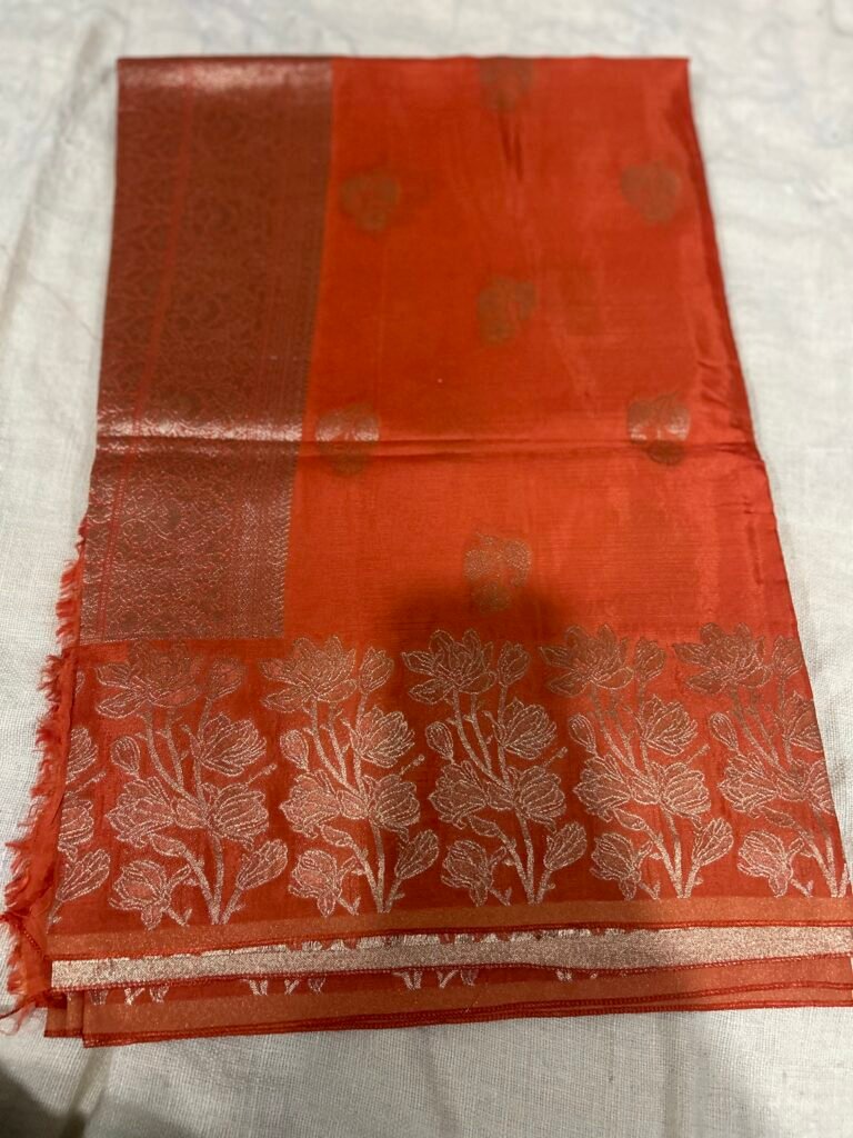 Orange Pure Crepe Saree